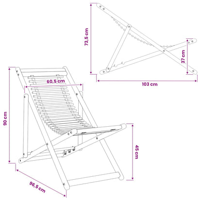 vidaXL Deck Chair 3 Position Solid Eucalyptus Wood Natural