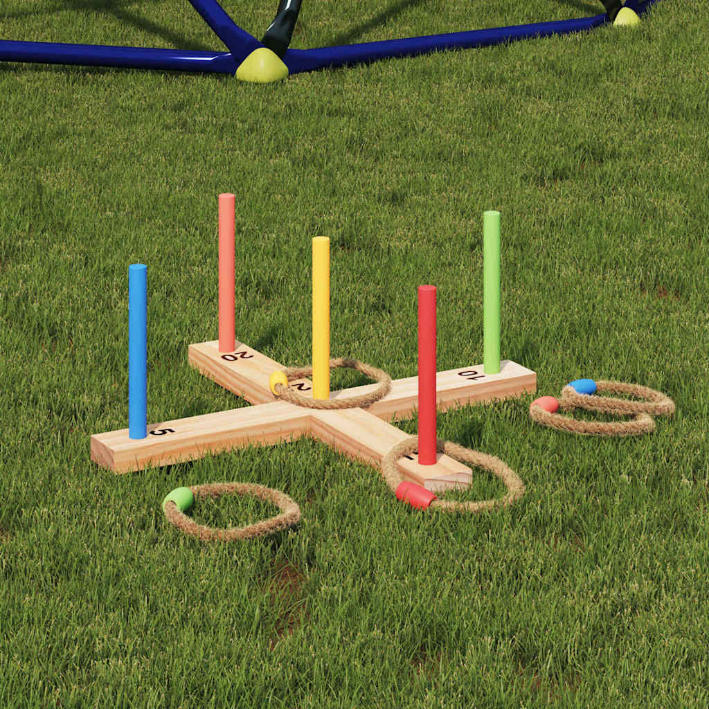 vidaXL Ring Toss Game Set Multicolour 41 x 41 x 16 cm Solid Pine Wood