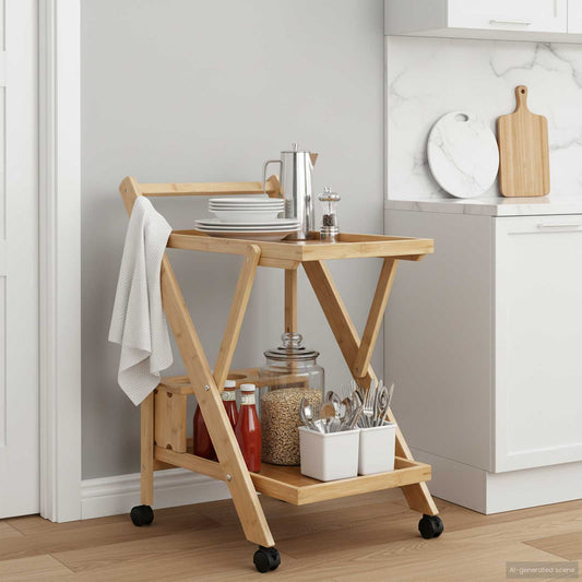 vidaXL Kitchen Trolley with Wheels Light Brown 65 x 40.5 x 76.5 cm