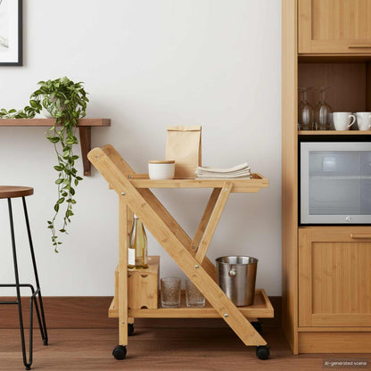 vidaXL Kitchen Trolley with Wheels Light Brown 65 x 40.5 x 76.5 cm