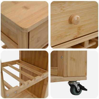 vidaXL Kitchen Trolley with Wheels Natural 47.5 x 36 x 83 cm Bamboo