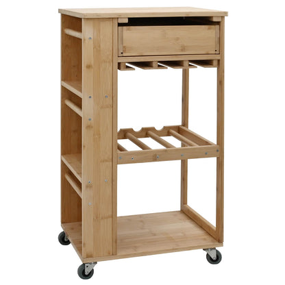 vidaXL Kitchen Trolley with Wheels Natural 47.5 x 36 x 83 cm Bamboo
