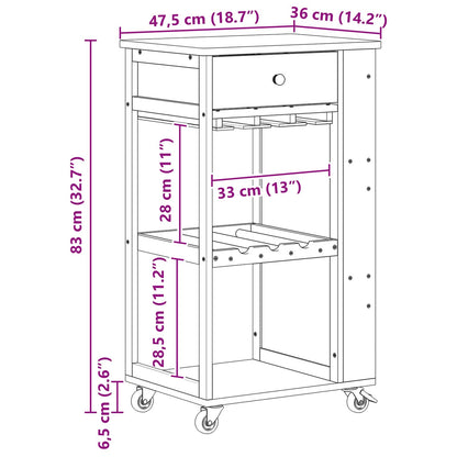 vidaXL Kitchen Trolley with Wheels Natural 47.5 x 36 x 83 cm Bamboo