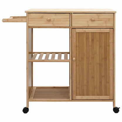 vidaXL Kitchen Trolley with Wheels Natural 90.5 x 36 x 86.5 cm Bamboo