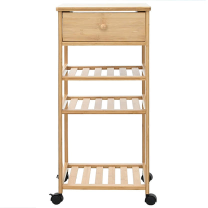 vidaXL Kitchen Trolley with Wheels Natural 37 x 36 x 80 cm Bamboo