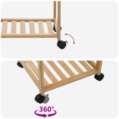 vidaXL Kitchen Trolley with Wheels Natural 37 x 36 x 80 cm Bamboo