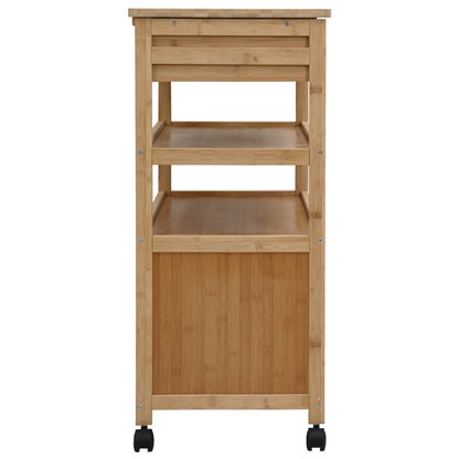 vidaXL Kitchen Trolley with Wheels Natural 59.5 x 36 x 82 cm Bamboo