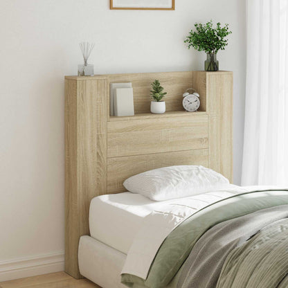 vidaXL Storage Headboard with LED Sonoma Oak Engineered Wood