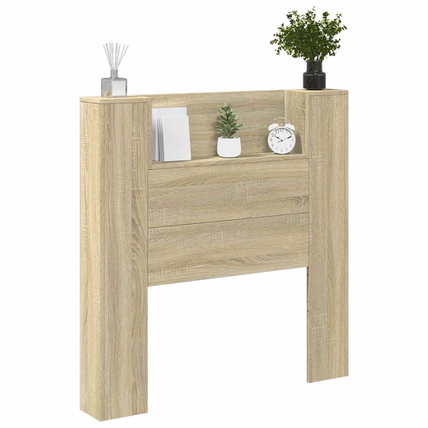 vidaXL Storage Headboard with LED Sonoma Oak Engineered Wood
