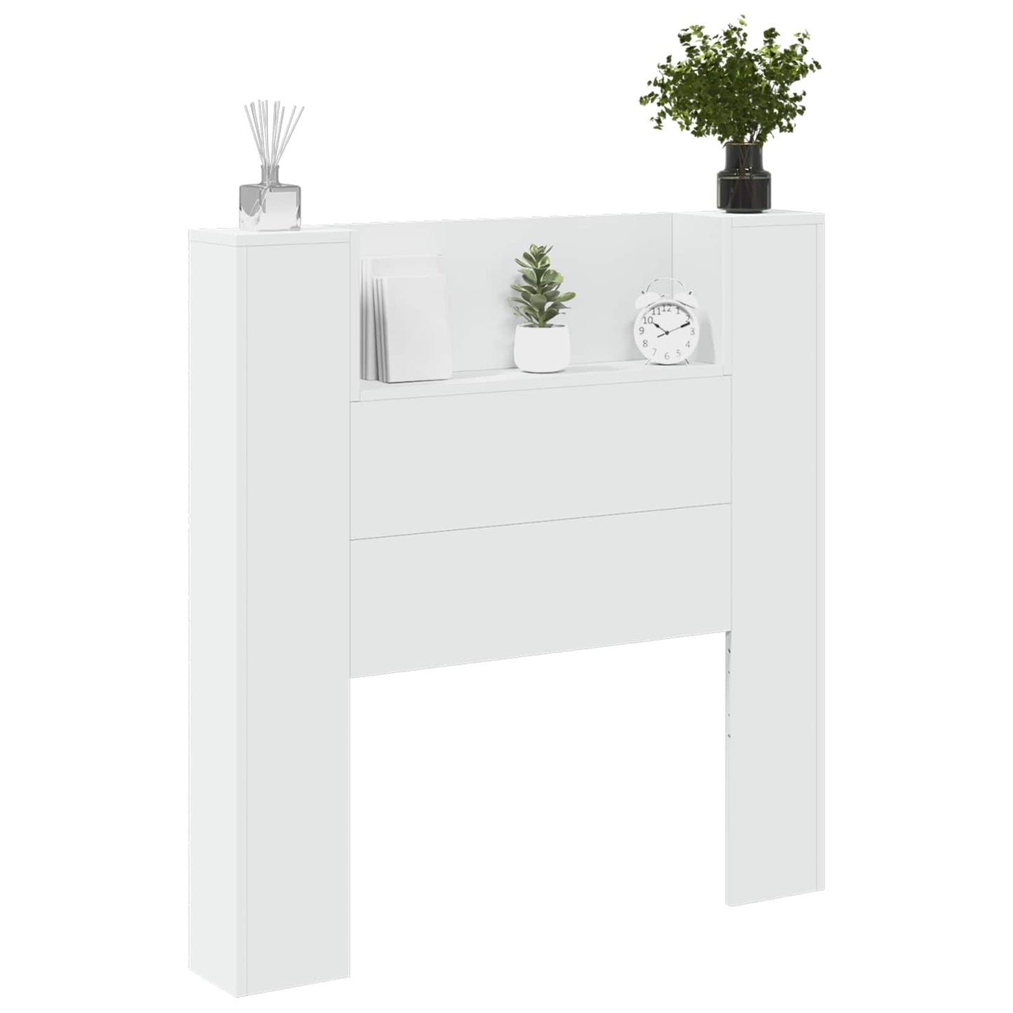vidaXL Storage Headboard with LED White Engineered Wood