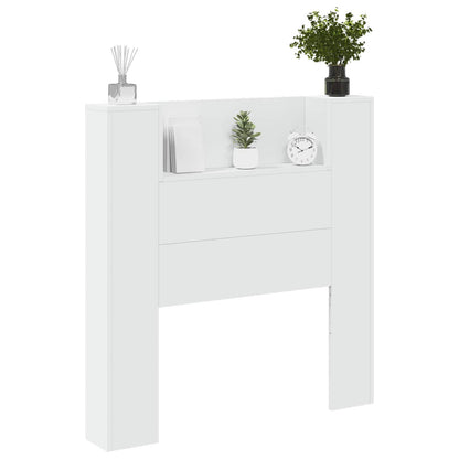 vidaXL Storage Headboard with LED White Engineered Wood