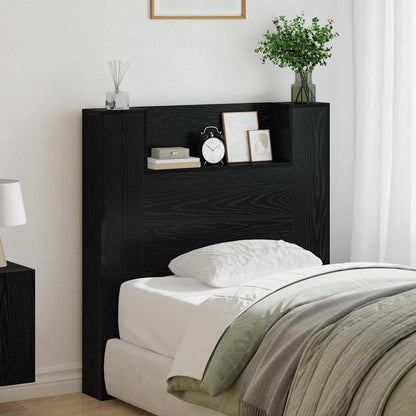 vidaXL Storage Headboard with LED Black Oak Engineered Wood