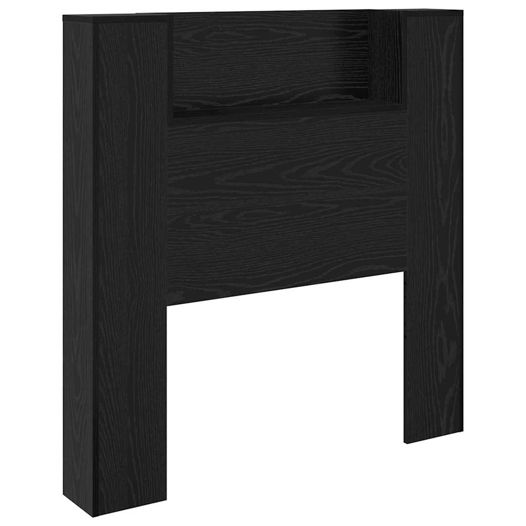 vidaXL Storage Headboard with LED Black Oak Engineered Wood