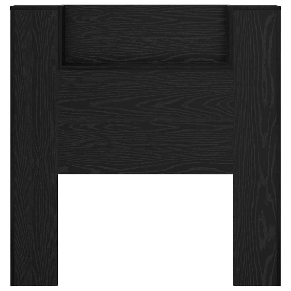 vidaXL Storage Headboard with LED Black Oak Engineered Wood
