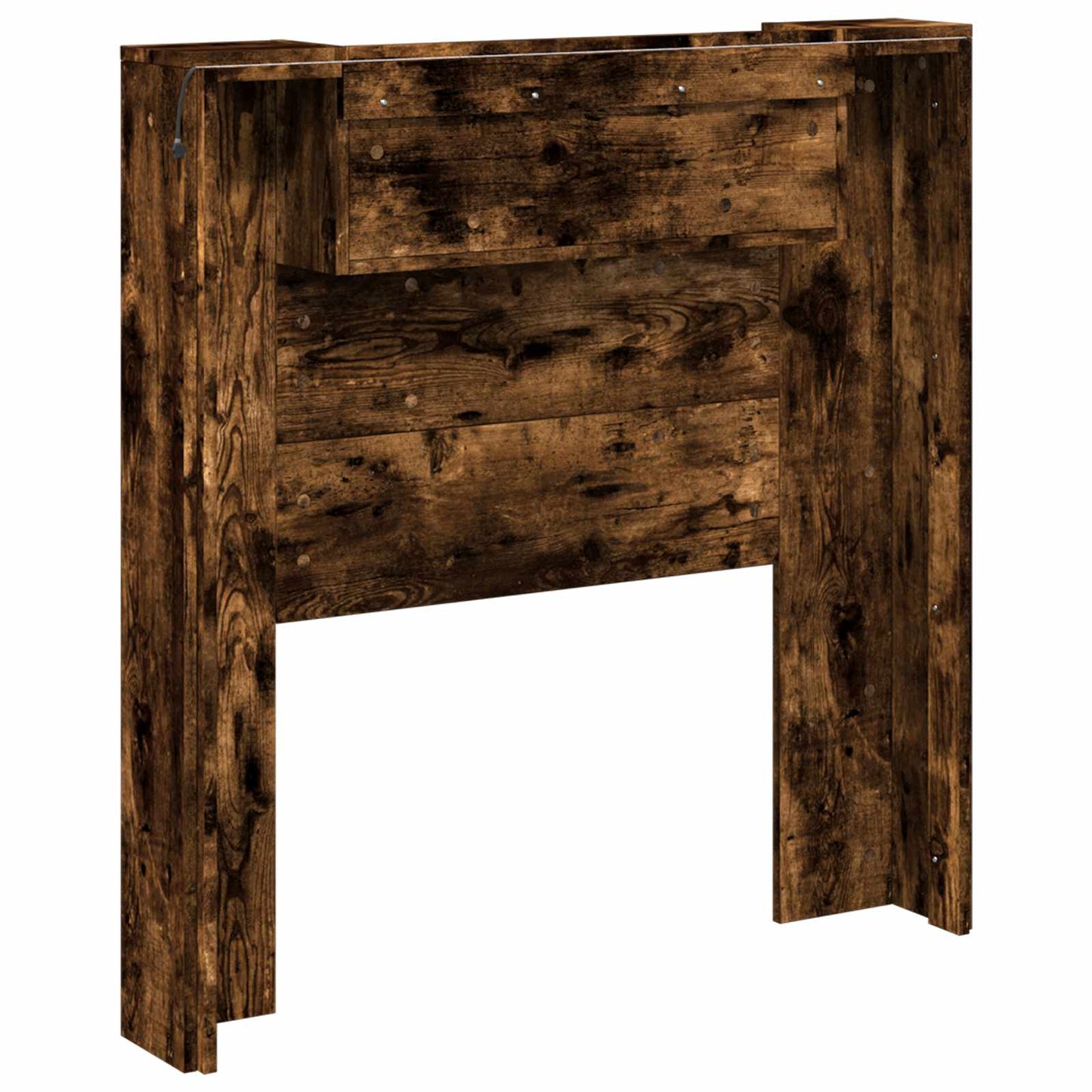 vidaXL Storage Headboard with LED Smoked Oak Engineered Wood