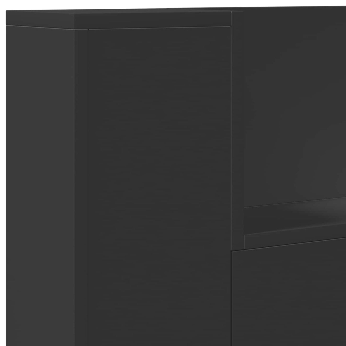 vidaXL Storage Headboard with LED Black Engineered Wood