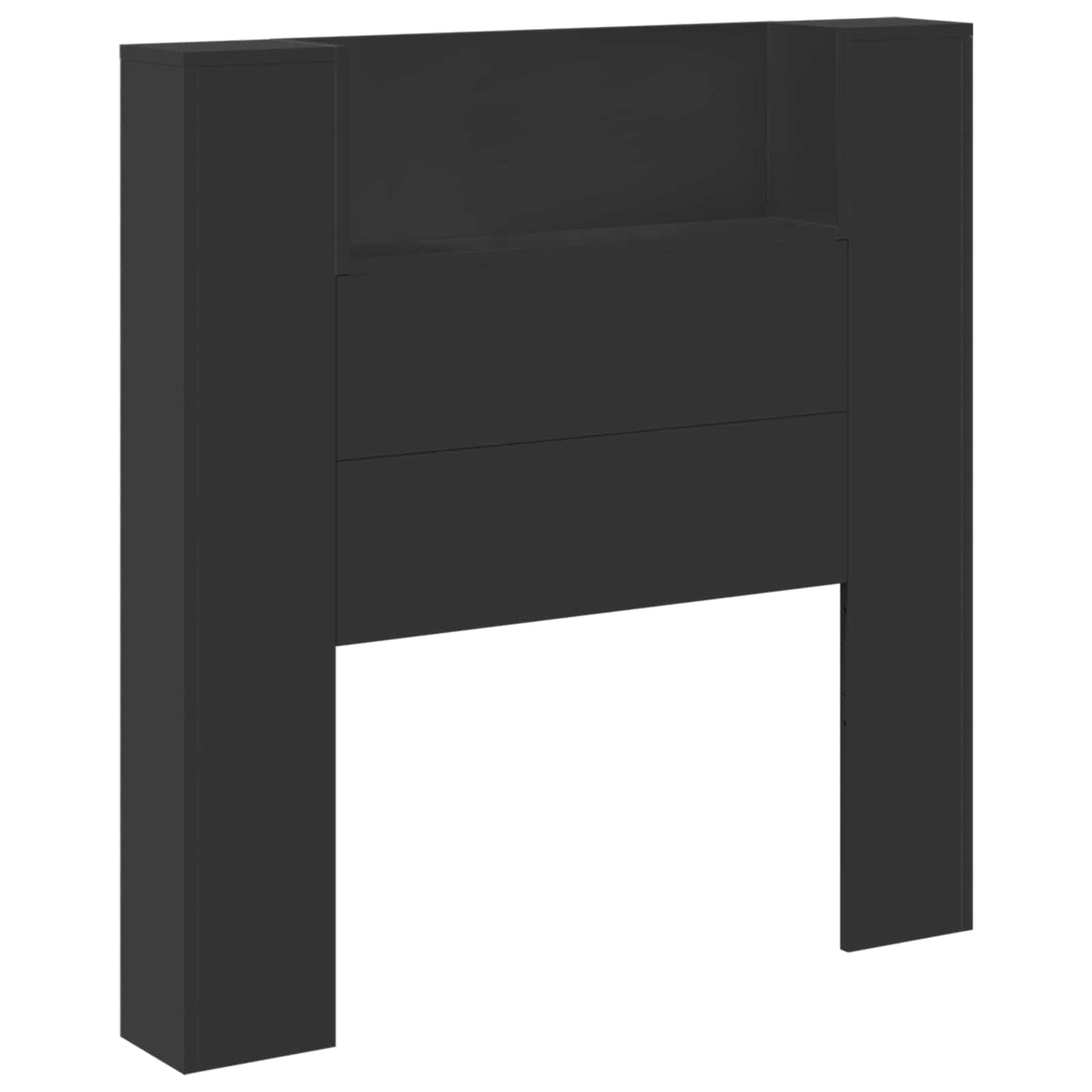 vidaXL Storage Headboard with LED Black Engineered Wood