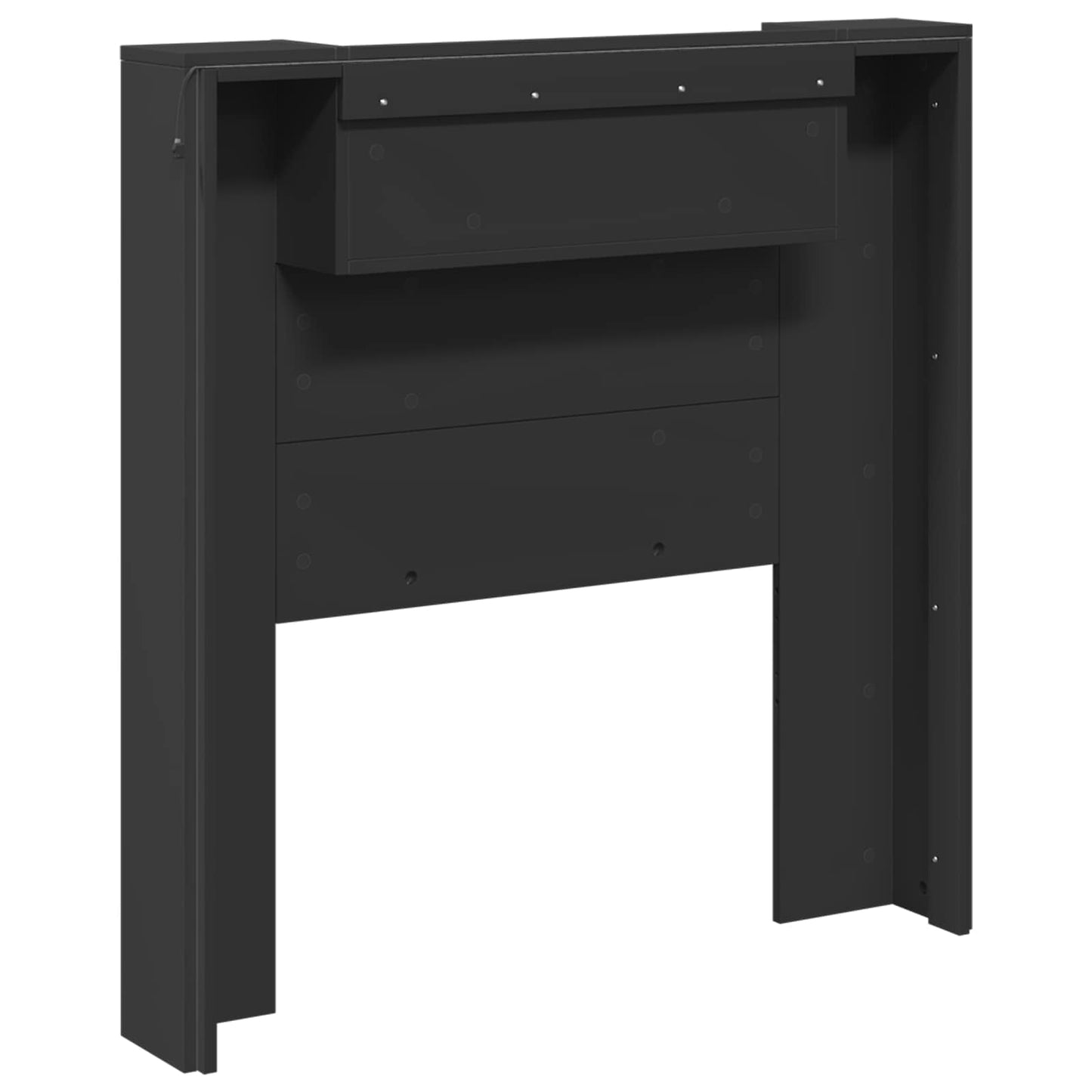 vidaXL Storage Headboard with LED Black Engineered Wood