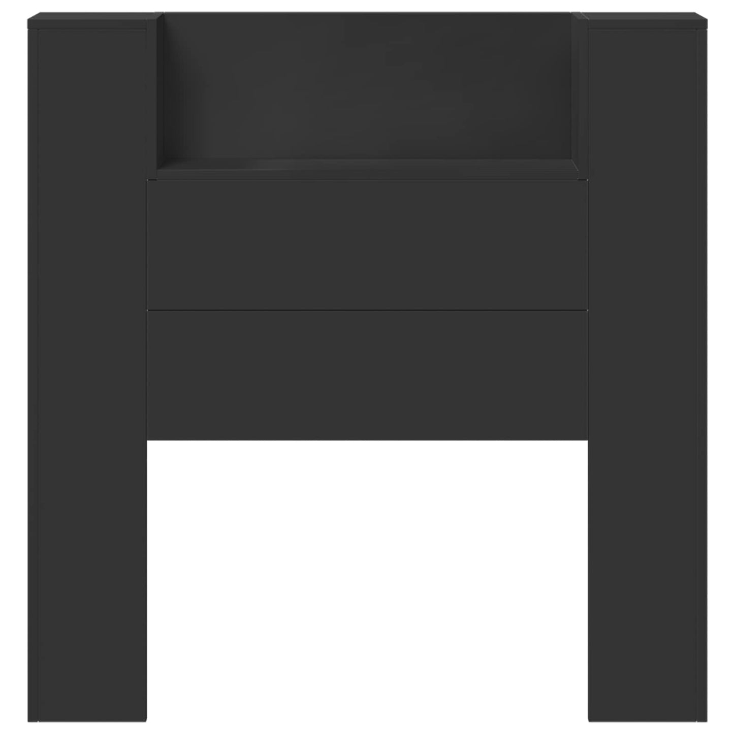 vidaXL Storage Headboard with LED Black Engineered Wood