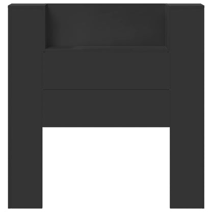 vidaXL Storage Headboard with LED Black Engineered Wood