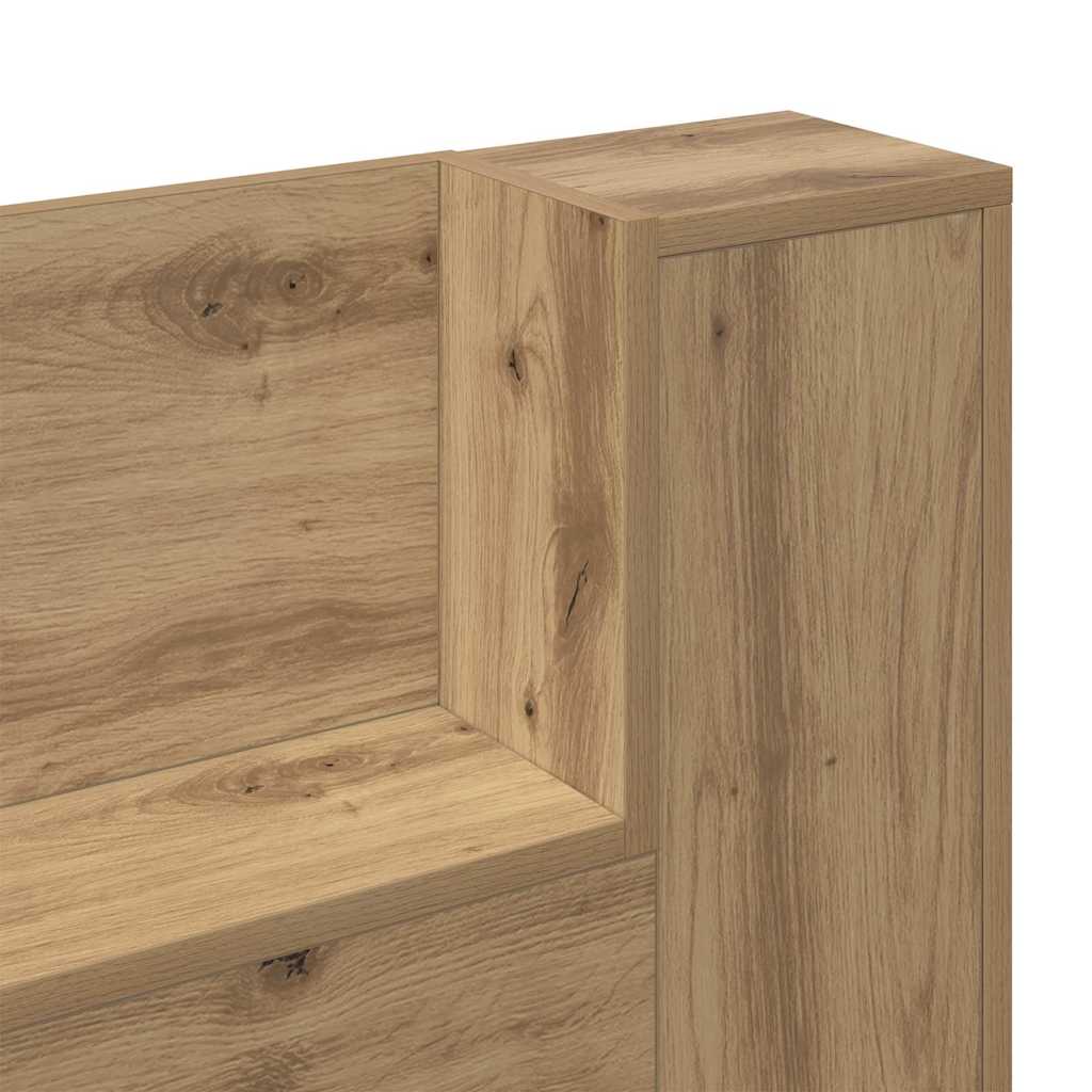 vidaXL Storage Headboard with LED Artisan Oak Engineered Wood