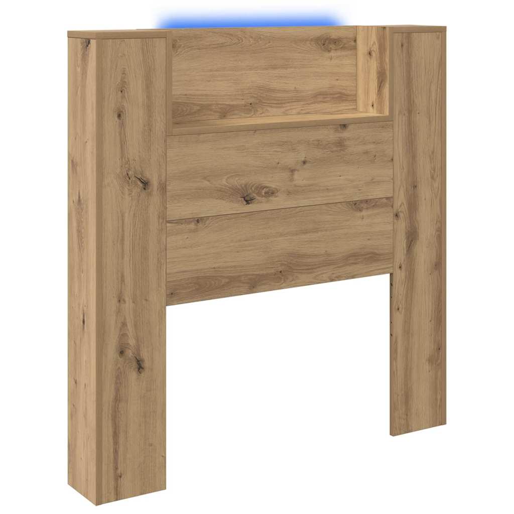 vidaXL Storage Headboard with LED Artisan Oak Engineered Wood