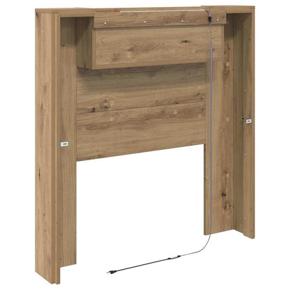 vidaXL Storage Headboard with LED Artisan Oak Engineered Wood