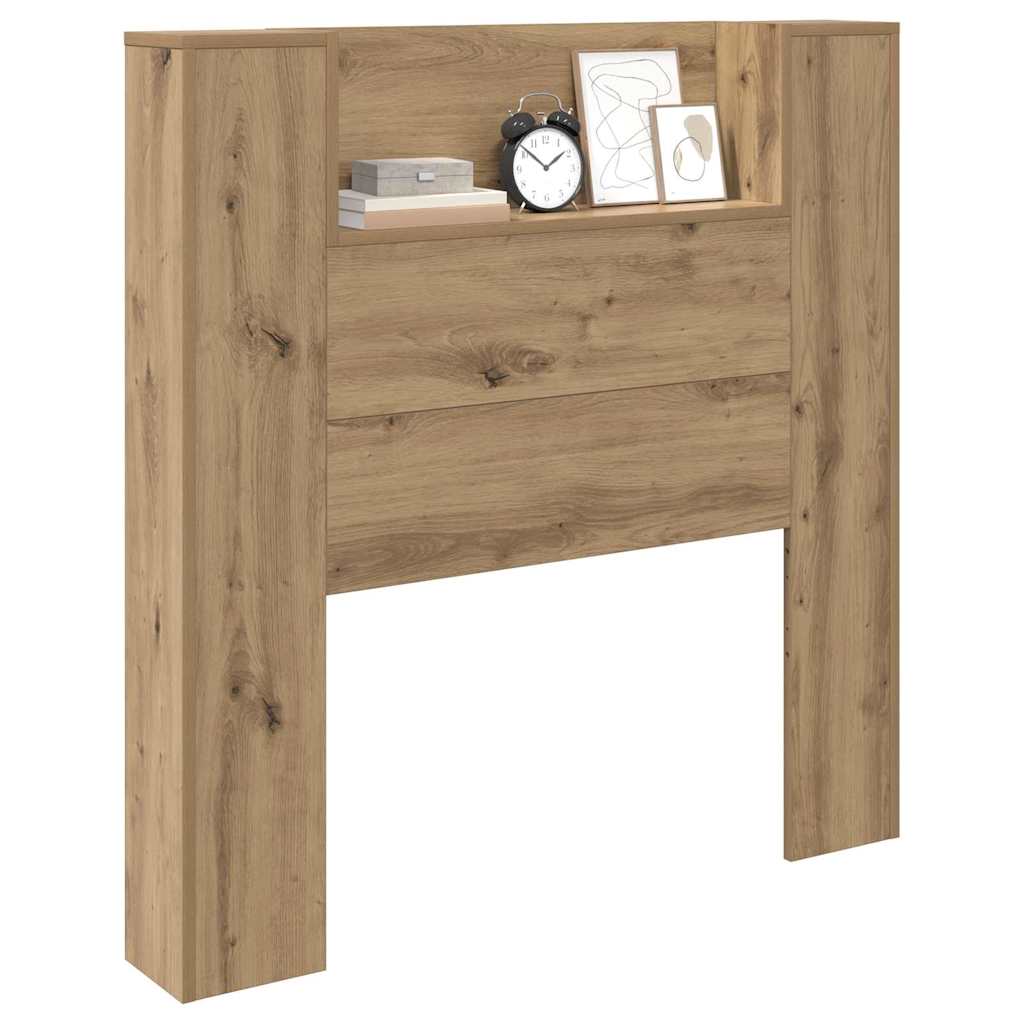 vidaXL Storage Headboard with LED Artisan Oak Engineered Wood
