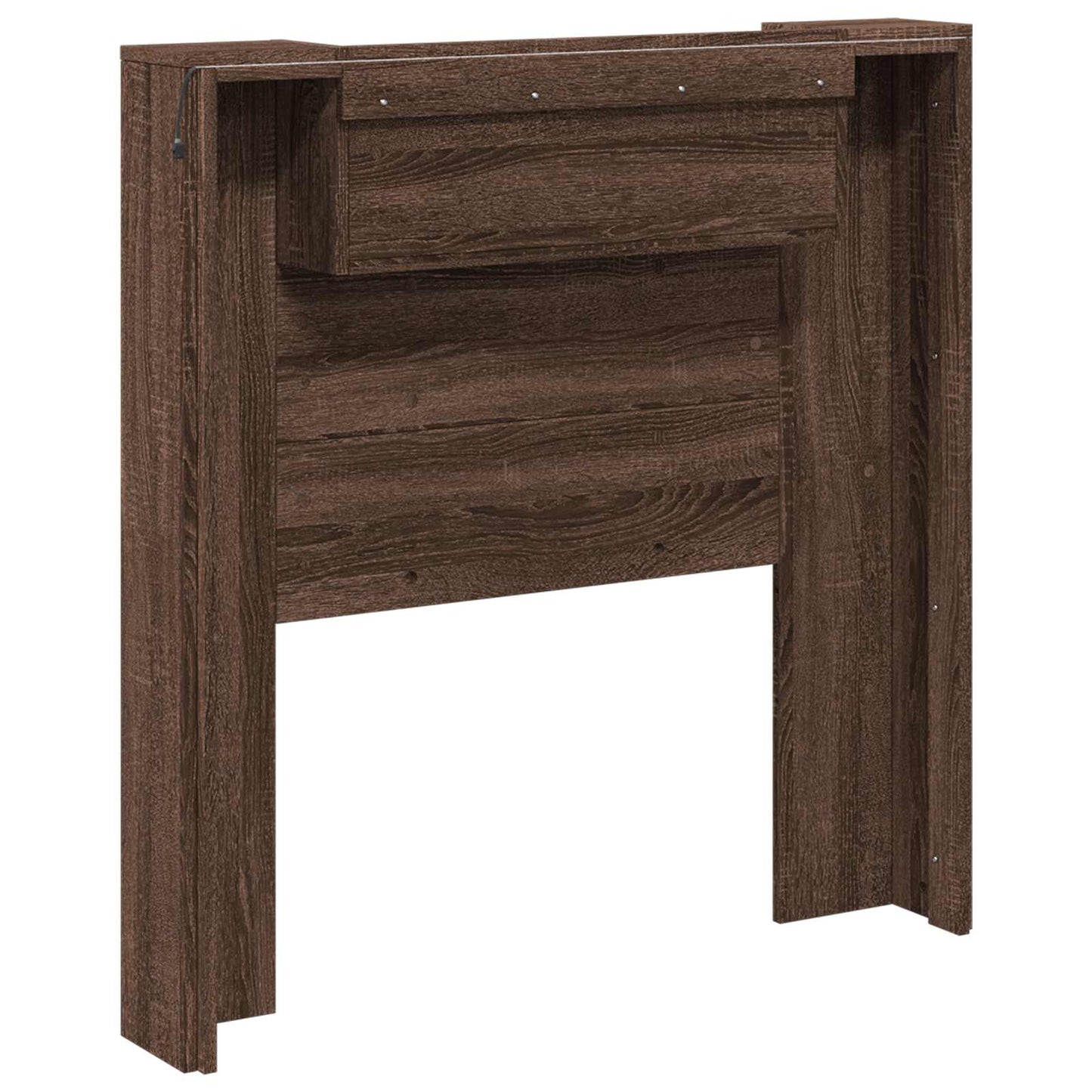 vidaXL Storage Headboard with LED Brown Oak Engineered Wood