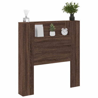 vidaXL Storage Headboard with LED Brown Oak Engineered Wood