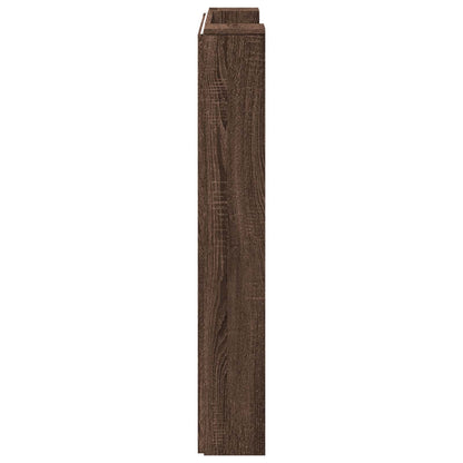 vidaXL Storage Headboard with LED Brown Oak Engineered Wood
