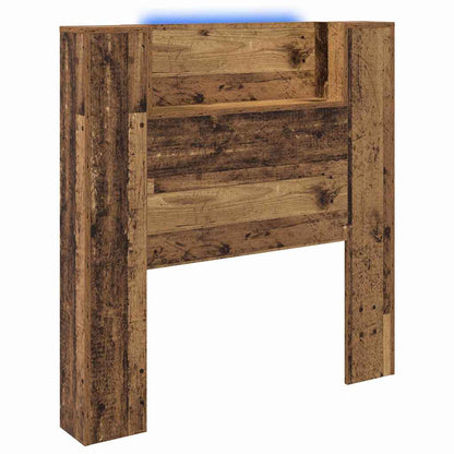 vidaXL Storage Headboard with LED Old Wood Engineered Wood
