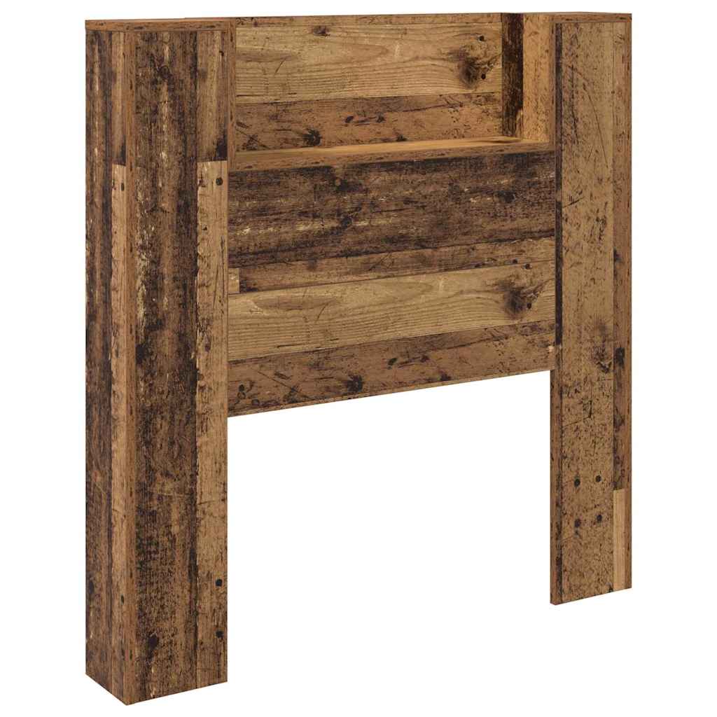 vidaXL Storage Headboard with LED Old Wood Engineered Wood