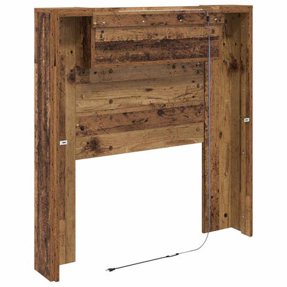 vidaXL Storage Headboard with LED Old Wood Engineered Wood