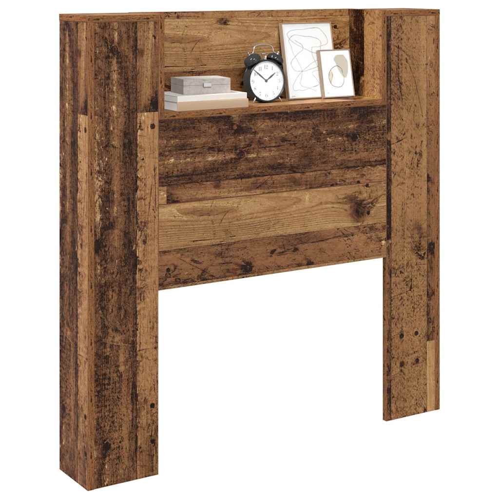 vidaXL Storage Headboard with LED Old Wood Engineered Wood