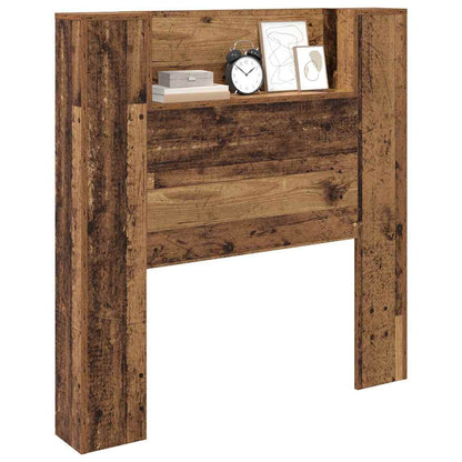 vidaXL Storage Headboard with LED Old Wood Engineered Wood