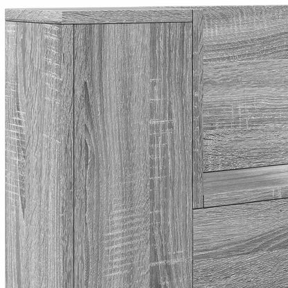 vidaXL Storage Headboard with LED Grey Sonoma Engineered Wood
