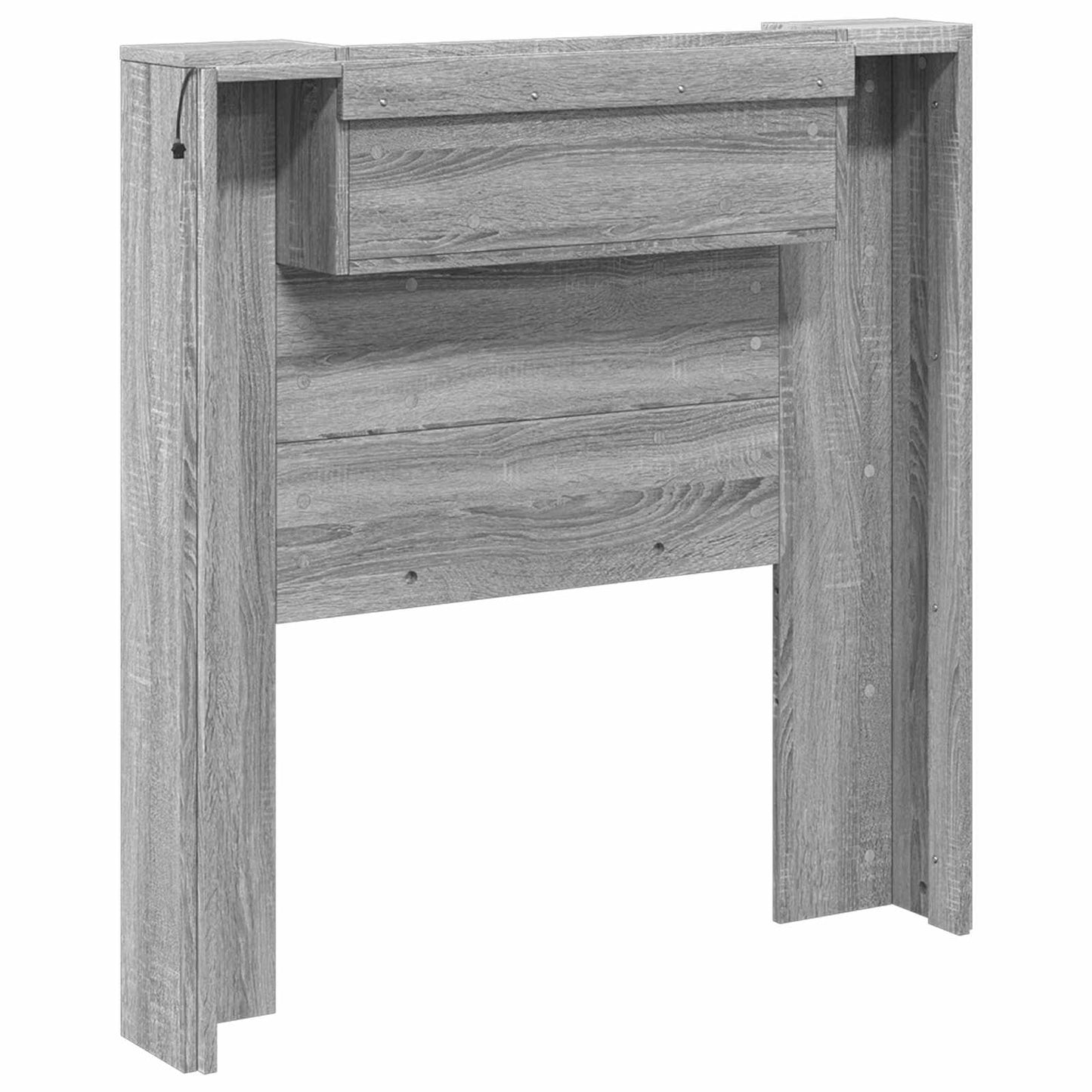 vidaXL Storage Headboard with LED Grey Sonoma Engineered Wood