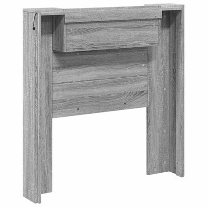 vidaXL Storage Headboard with LED Grey Sonoma Engineered Wood