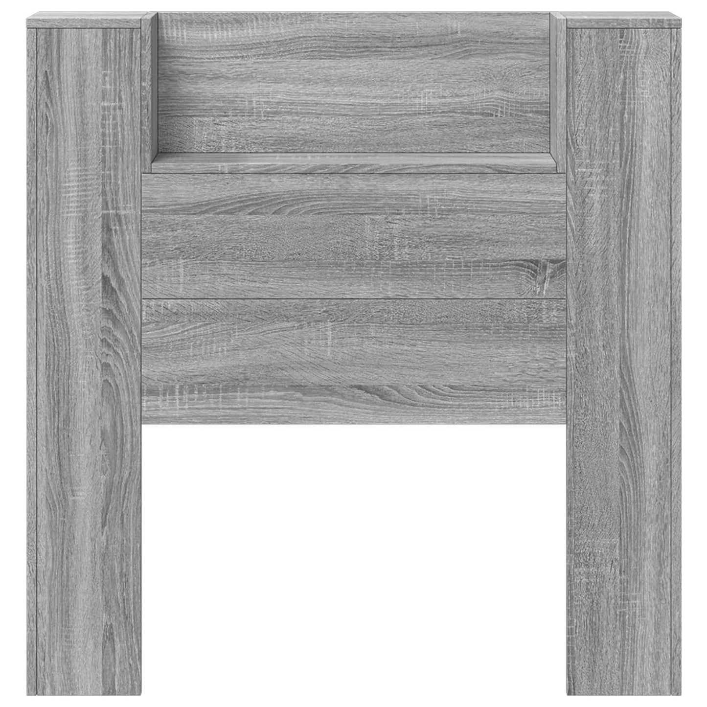 vidaXL Storage Headboard with LED Grey Sonoma Engineered Wood