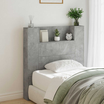 vidaXL Storage Headboard with LED Concrete Grey Engineered Wood