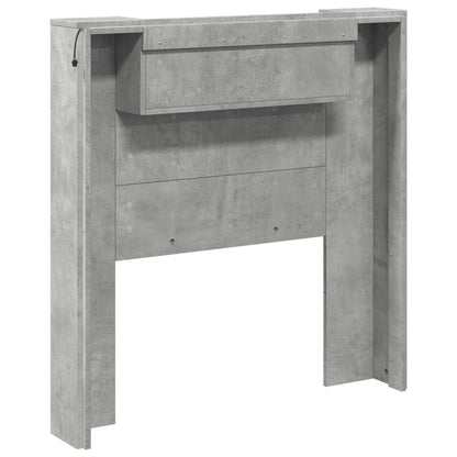 vidaXL Storage Headboard with LED Concrete Grey Engineered Wood