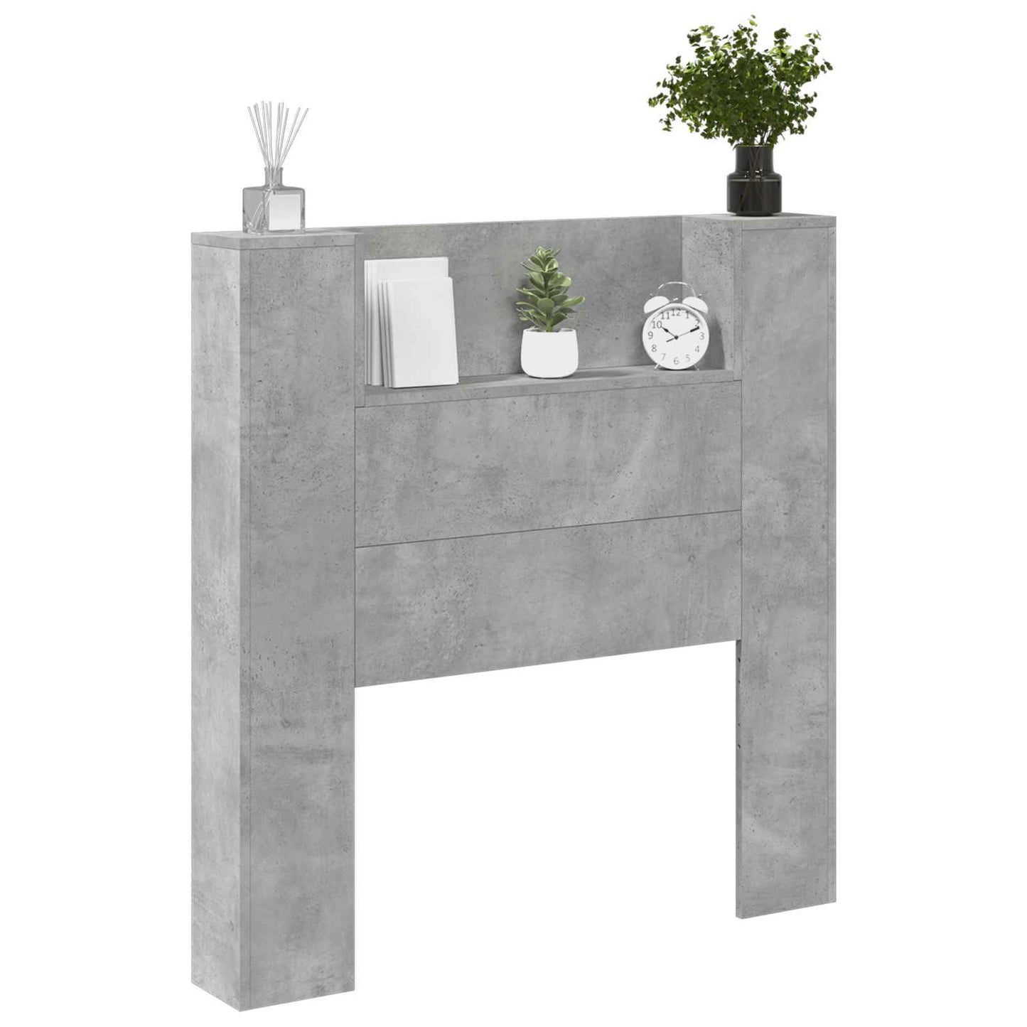 vidaXL Storage Headboard with LED Concrete Grey Engineered Wood