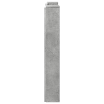 vidaXL Storage Headboard with LED Concrete Grey Engineered Wood