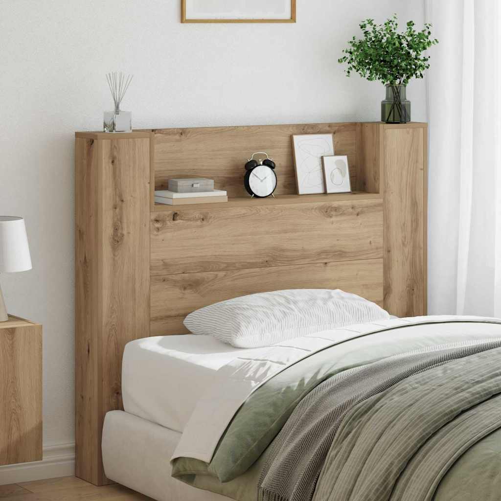 vidaXL Storage Headboard with LED Artisan Oak Engineered Wood