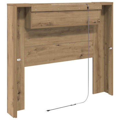 vidaXL Storage Headboard with LED Artisan Oak Engineered Wood