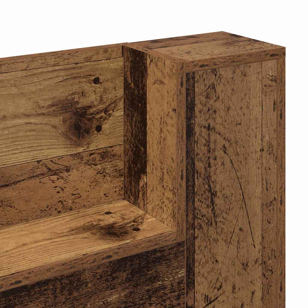 vidaXL Storage Headboard with LED Old Wood Engineered Wood