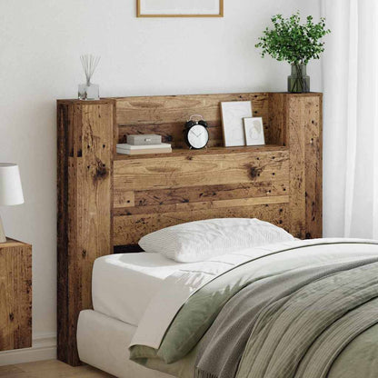 vidaXL Storage Headboard with LED Old Wood Engineered Wood