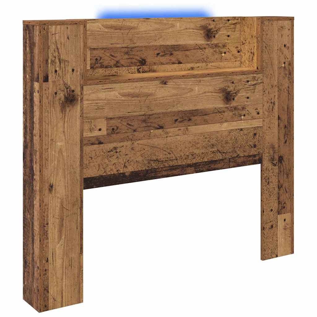 vidaXL Storage Headboard with LED Old Wood Engineered Wood
