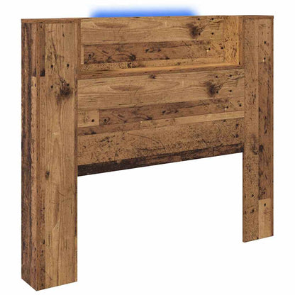 vidaXL Storage Headboard with LED Old Wood Engineered Wood